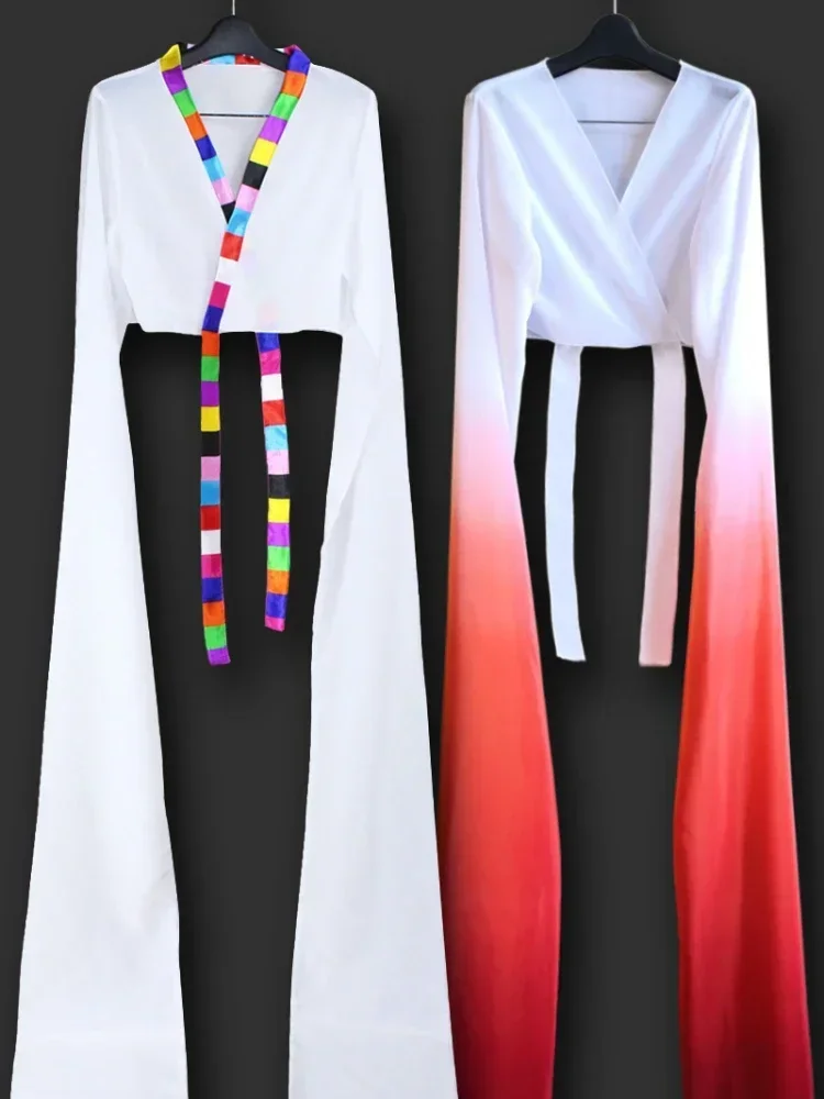 Chinese Dance Tops Water Sleeves National Dance Costume Adult Children Yangko Hanfu Wear Beijing Opera Tibetan Costume