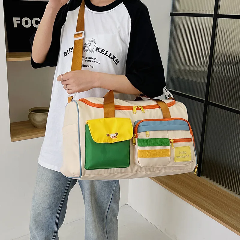 2024 New Women Color Leisure Sports Fitness Women Large Capacity Carrying Crossbody Luggage Bag Short Distance Business Travel