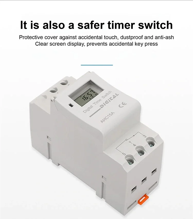 Interruttore timer installato su guida DIN