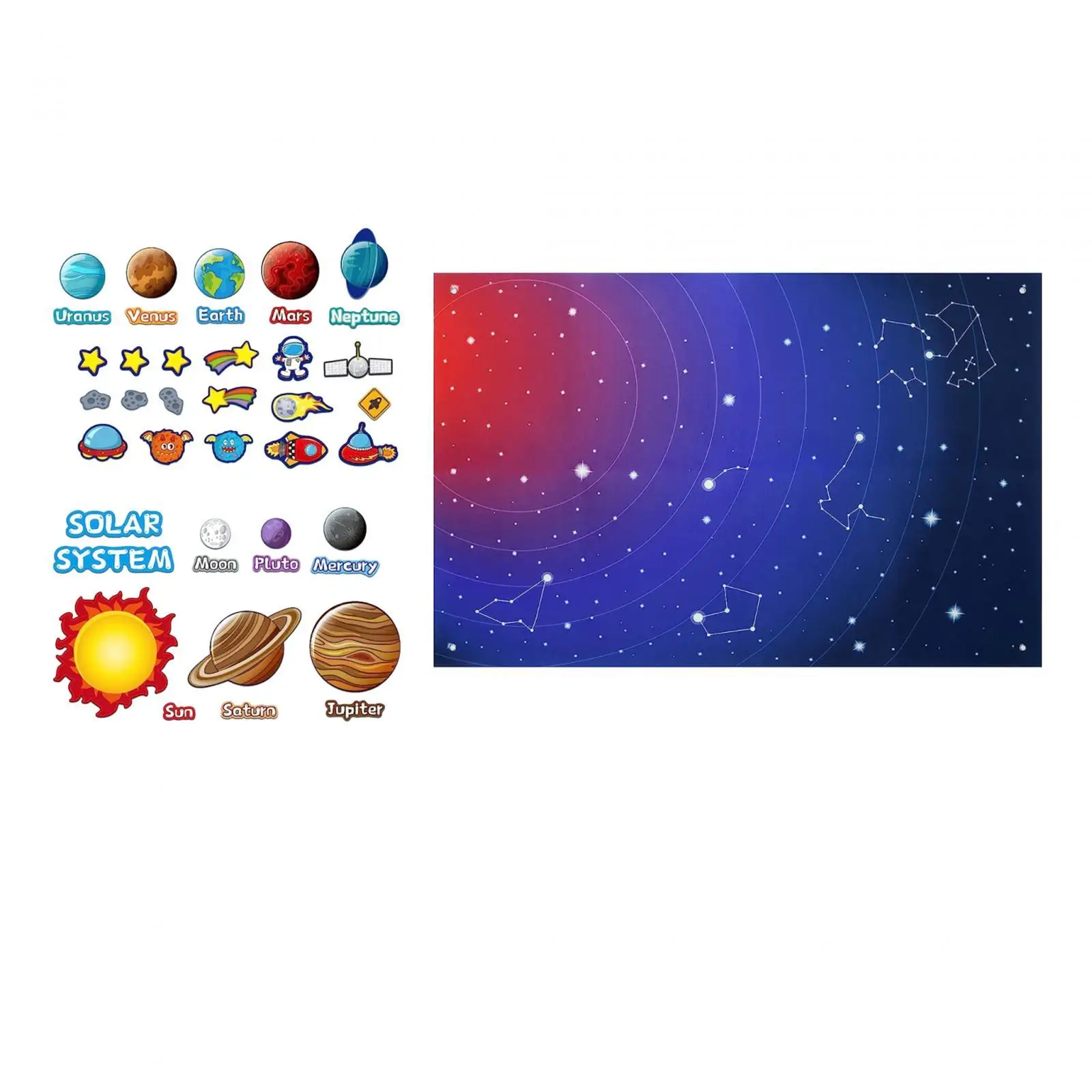 

Outer Space Felt Story Board Soft Felt Learning Board for Travel School Kids