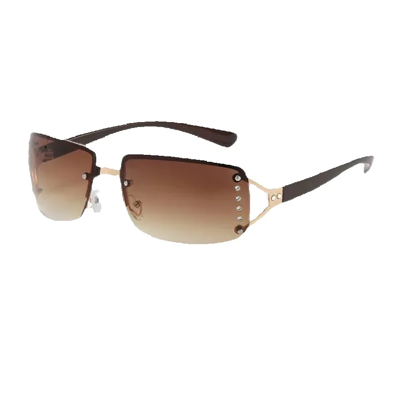 LazyZoom European And American Y2k Millennium Gyaru Frameless Women 2025 New Fashionable Concave Glasses High-Grade Sunglasses_voghion.com