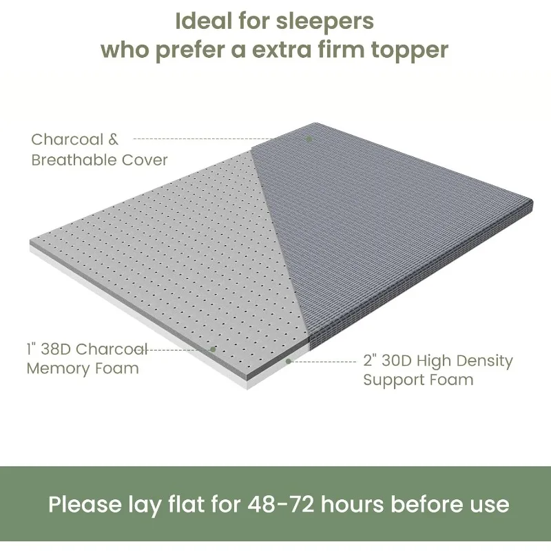 4 Inch Extra Firm Mattress Topper Twin, Firm Memory Foam Mattress Topper for Pressure Relief, Pad with Removable