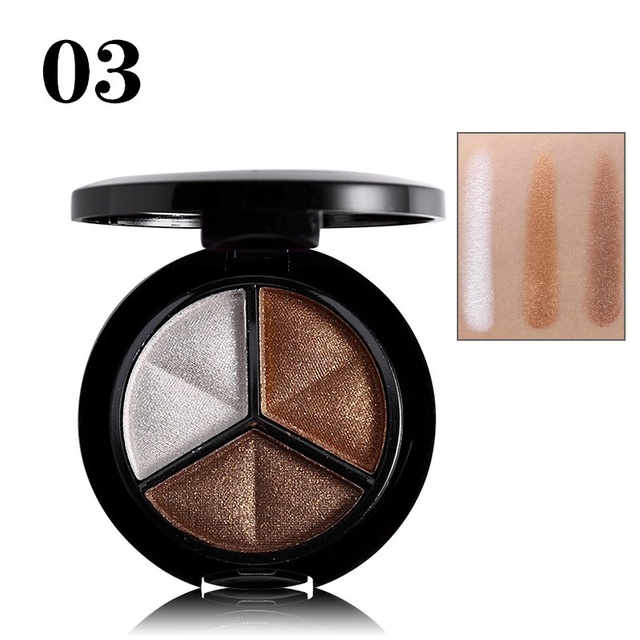 Eyeshadow Palette 3 Colors Matte Nude Shimmer Copper Bronzer Sliver Grey Metallic Smoky Cut Crease Eyes Makeup Cosmetics