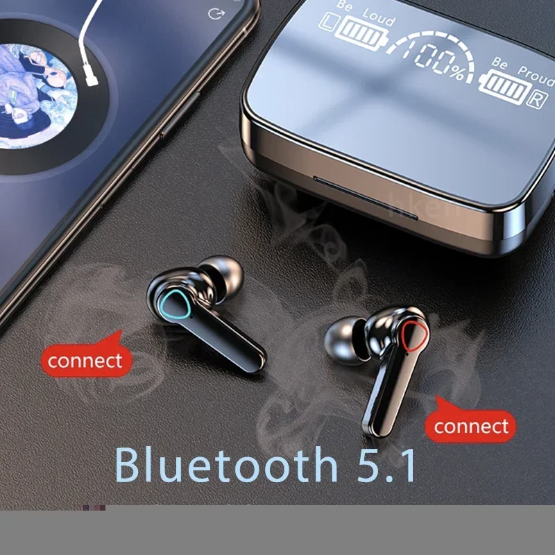 

5.3 Bluetooth Earphones IPX5 Waterproof Headsets With Mic HiFi Stereo Music Earbuds for all phone M19 Bluetooth Wireless headset