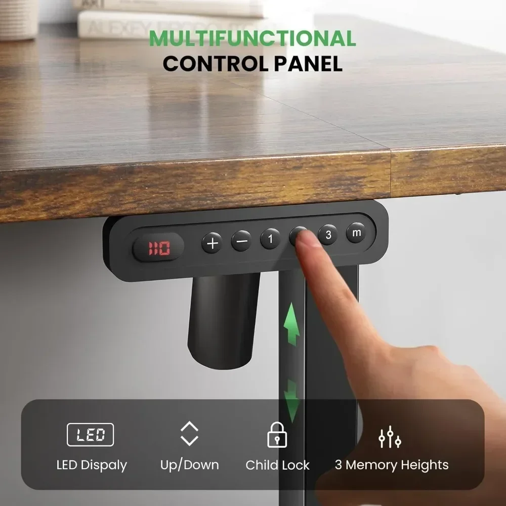 Adjustable Electric Standing Desk - 63" x 24" Desk with Cable Management and 3 Memory Height Settings