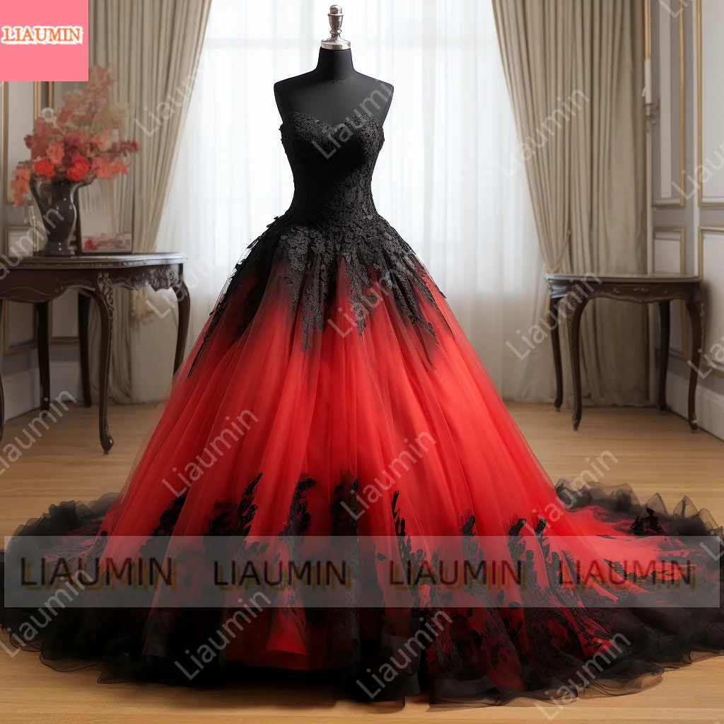 Red Tulle Strapless A-line Long Dress Red Tulle Strapless A-line Long Dress