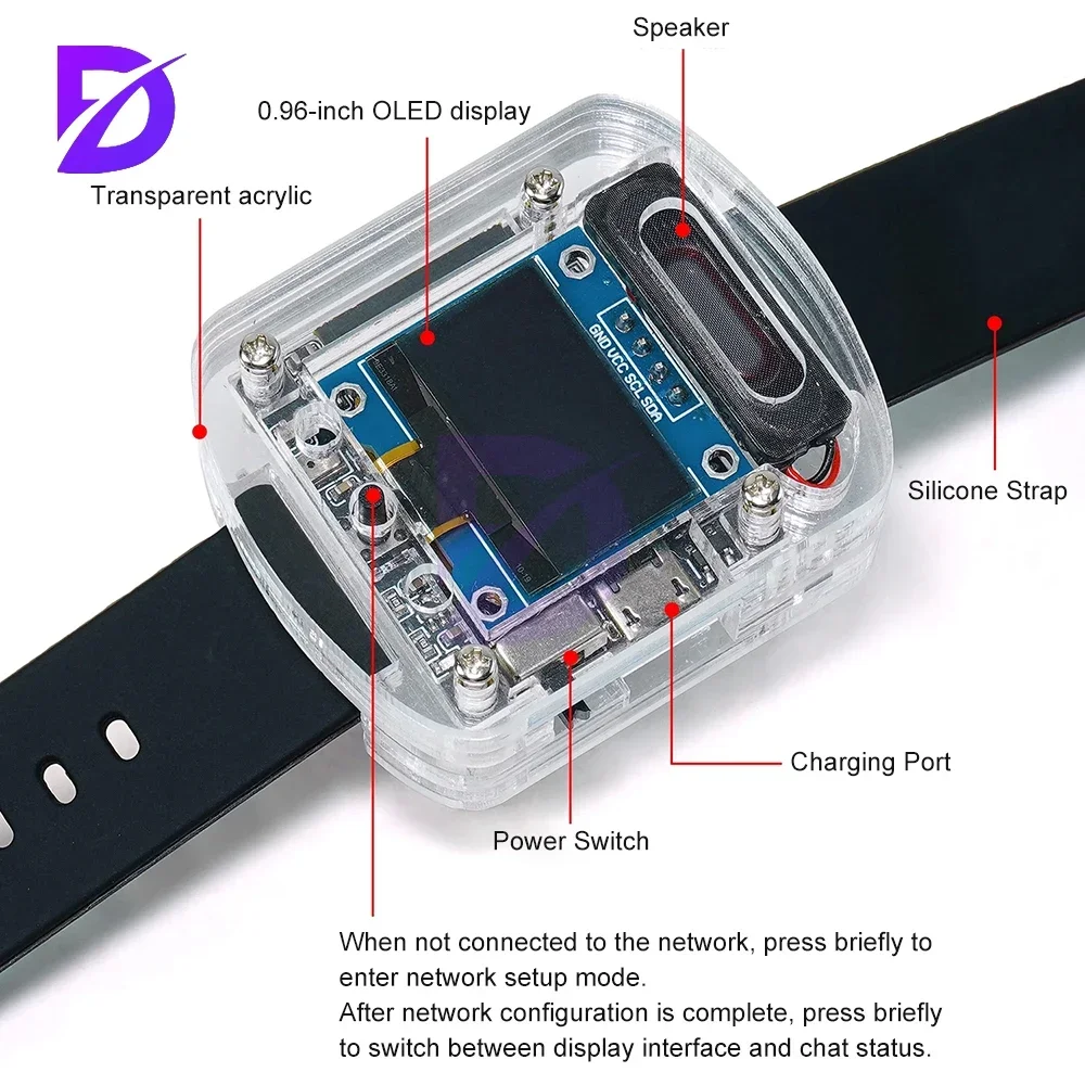 รูปสินค้า ชุดนาฬิกาอัจฉริยะ DIY พร้อมหุ่นยนต์ AI สั่งงานด้วยเสียงและหน้าจอ OLED 0.96 นิ้ว