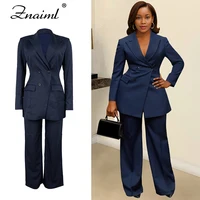 Znaiml طقم بدلة بليزر نسائي غير رسمي معاطف ضيقة بأكمام طويلة وسراويل مستقيمة قطعتين ملابس عمل أنيقة للمكتب والخريف 1