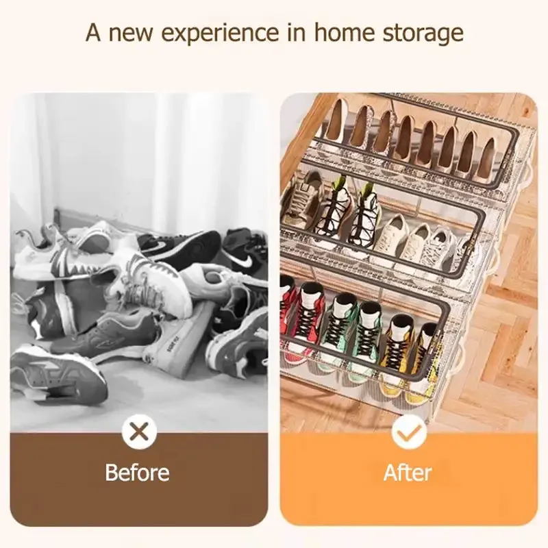 PVC Shoe Storage Box Waterproof Foldable Shoe Rack Dustproof Dormitory Bed Bottom PVC Transparent thickened Sneaker Container