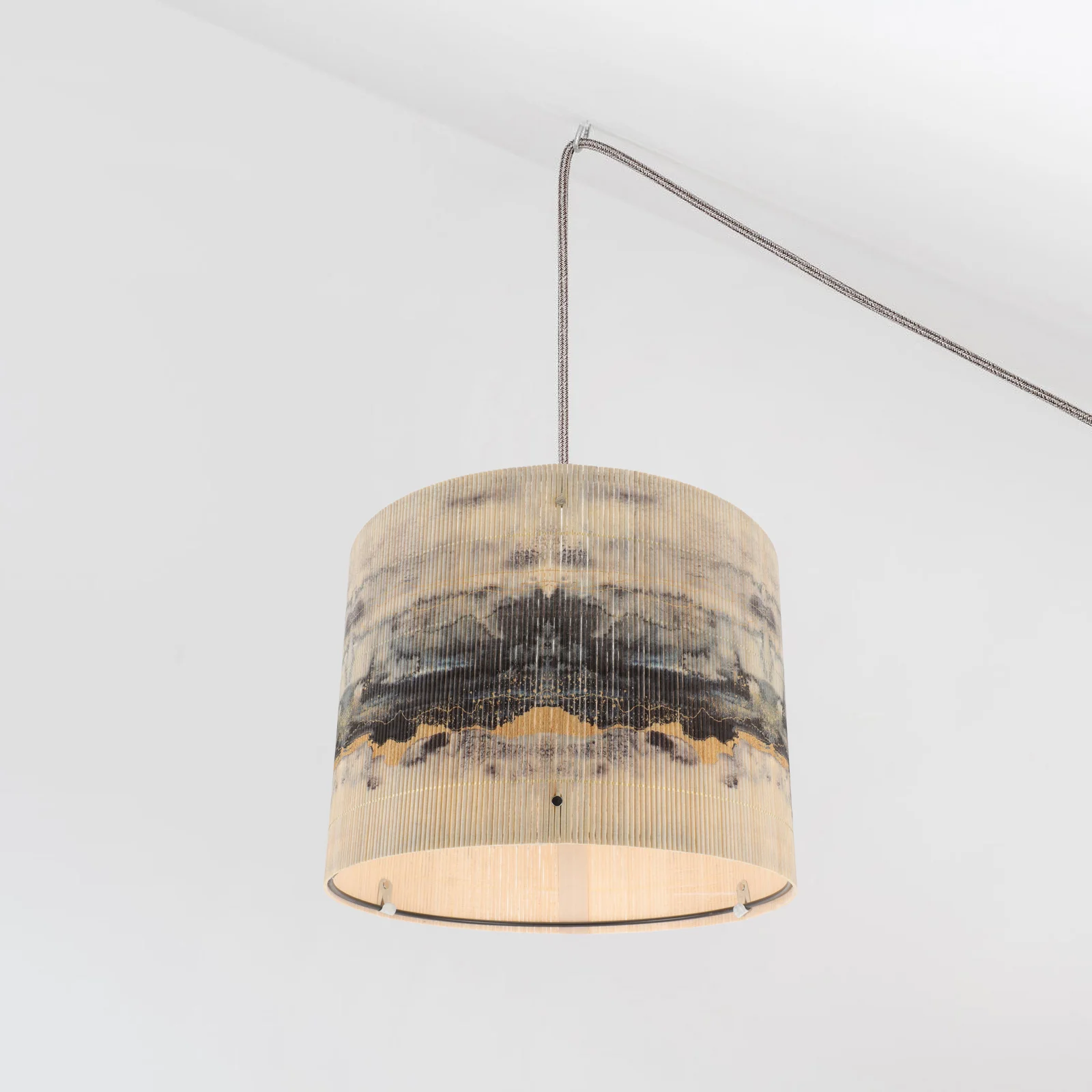 

European Ink Painting Printed Bamboo Lampshade Shades for Table Decor Chinese Style Modern Vintage Light Covers