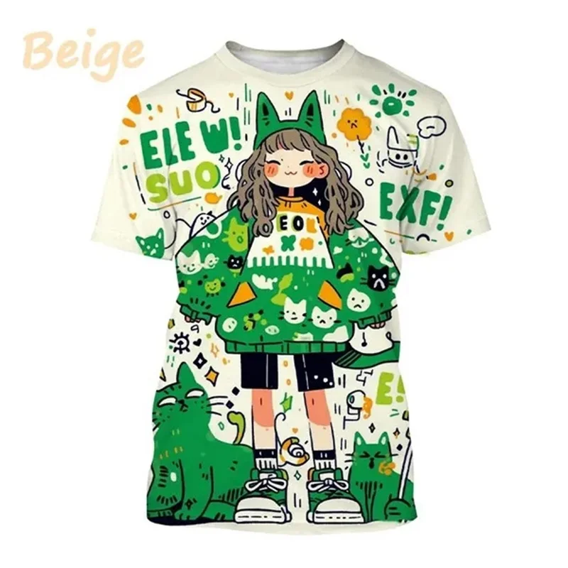 

New Cartoon Graffiti 3D Printed T-shirts Hot Sell Comic Characters Hand-painted Art Graffiti Grils Boys Kids Print T-shirt Tops