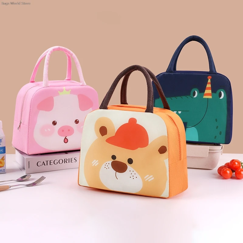 Lunch Bag Cartoon Cute Lunch Bag For Children Aluminum Insulation Keep Temperature Lunch Box Hangbag Outdoor Picnic Food Storage Bags
