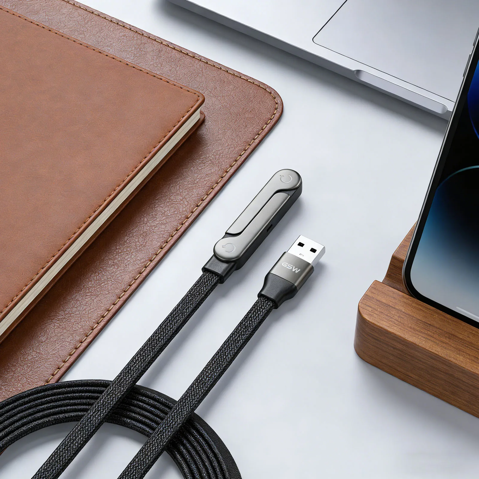 240W/65W Invisible Holder Charger Cable Fast Charging Cord with Braided Cable Foldable Phone Holder Data Cable for iPhone 17