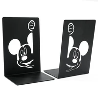 2PCute and playful Mickey bookend, metal material, Disney fans' desktop storage book end decoration bookends office supplies 2