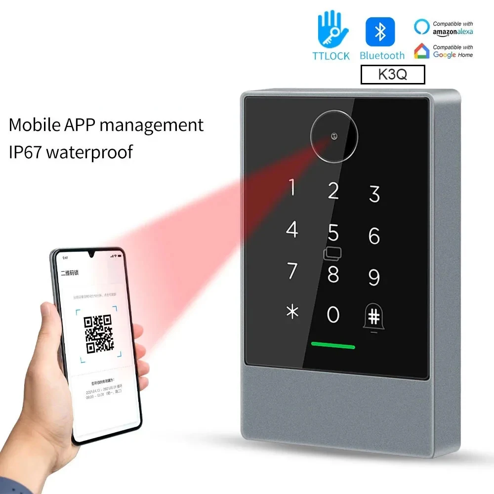 TTlock Smart Phone App QR Code 13.56Mhz Rfid Door Access Control System Door Kit Ip67 Waterproof Reader Nfc G2 Gateway