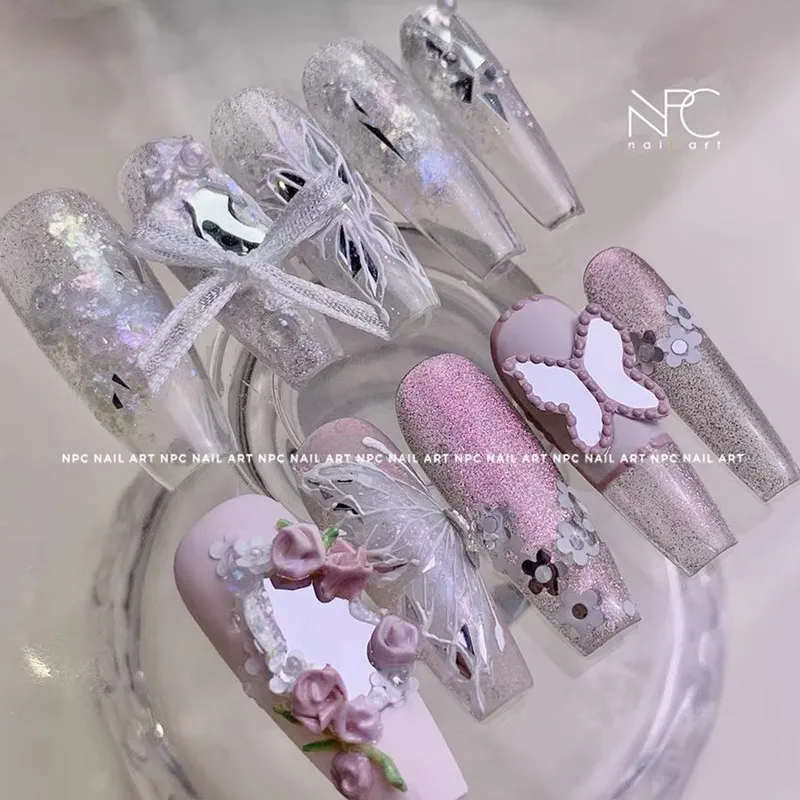 Soft Mirror Heart Nail Art 3D Stickers 1 Sheet