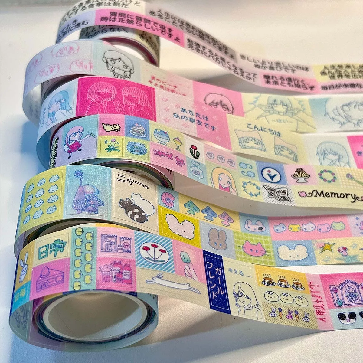 Washi Tape Kawaii Shiny PET Characters for Scrapbooking Masking Tape Arts Diy Crafts Journal Planner