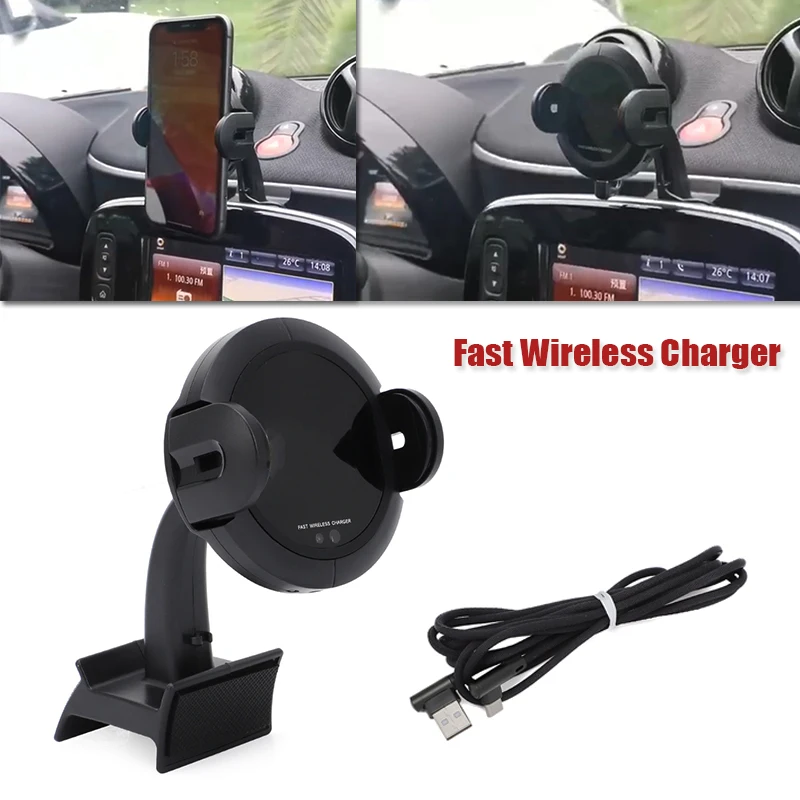 

Car Fast Wireless Charger Phone Navigation Holder for Smart 453 fortwo forfour Infrared Sensor Automatic Quick Charge Bracke 10W