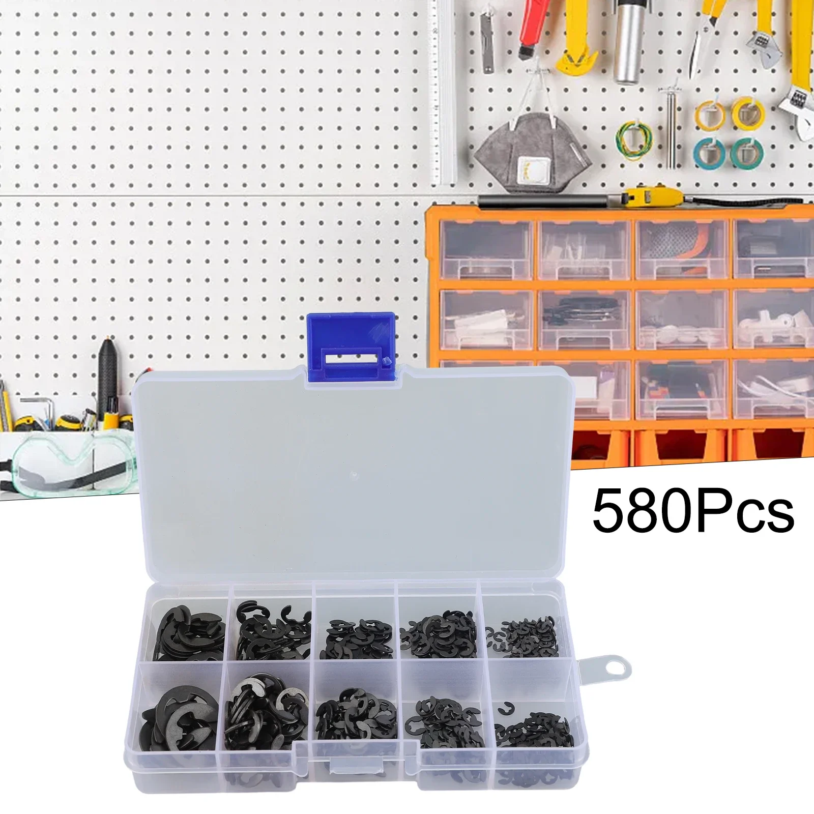 Description Picture 4 of item580Pcs External Retaining Circlips C-clip Washers Retaining Ring Internal Circlip Carbon Steel M6-M20 Circlip Set