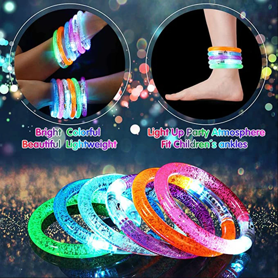 10/15/30/50/100 Pcs LED Bracelets Glow Bangle Light Up Wristbands