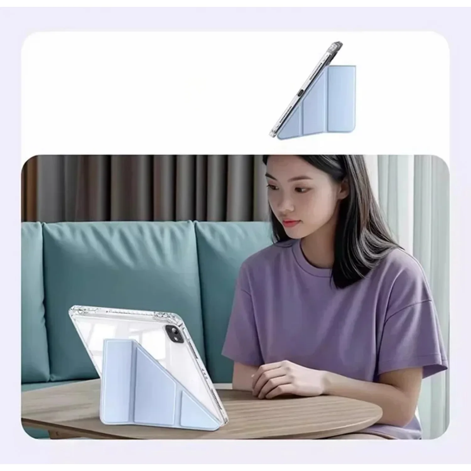 Smart Fold Leather Acrylic Back Cover