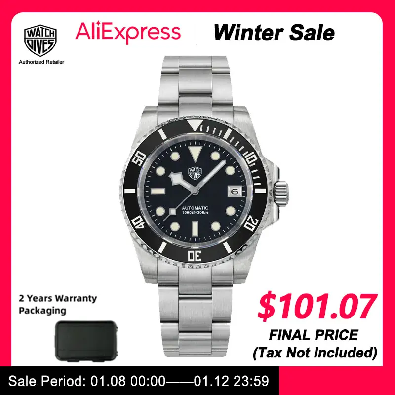 

Часы WatchDive WD1680T, часы с сапфировым стеклом NH35 механические водонепроницаемые 300 м, Супер Светящиеся Наручные часы BGW9 для мужчин
