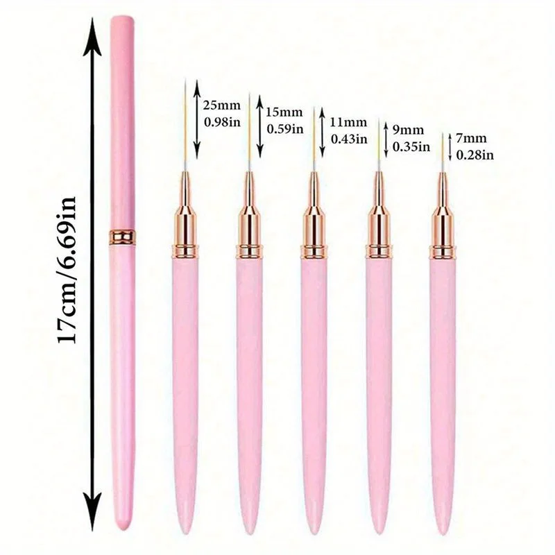 Nail Art Liner Brushes Set Elongated Lines Striping Drawing UV Gel Painting Nail Design Pen Professional Manicure Tool 3