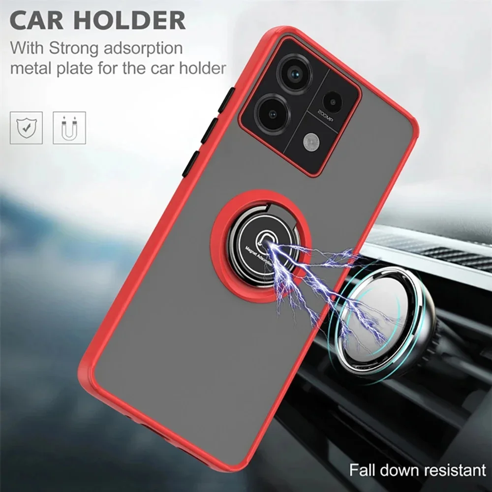 Shockproof Armor Phone Case with Magnetic 360° Rotating Holder Ring Cover
