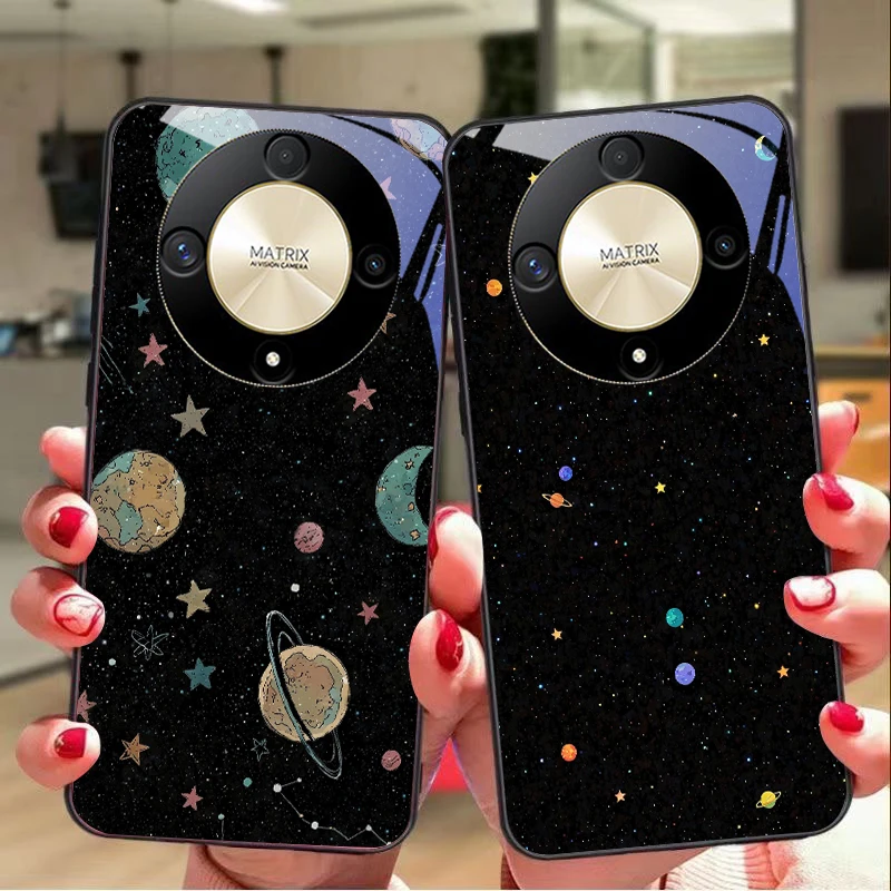 Astronaut Planet Tempered Glass Phone Case