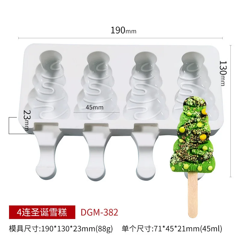 4-Cavity Diamond Ice Cream and Chocolate Mold - Love, Lattice, Cat Paw Design Kitchen Accessory