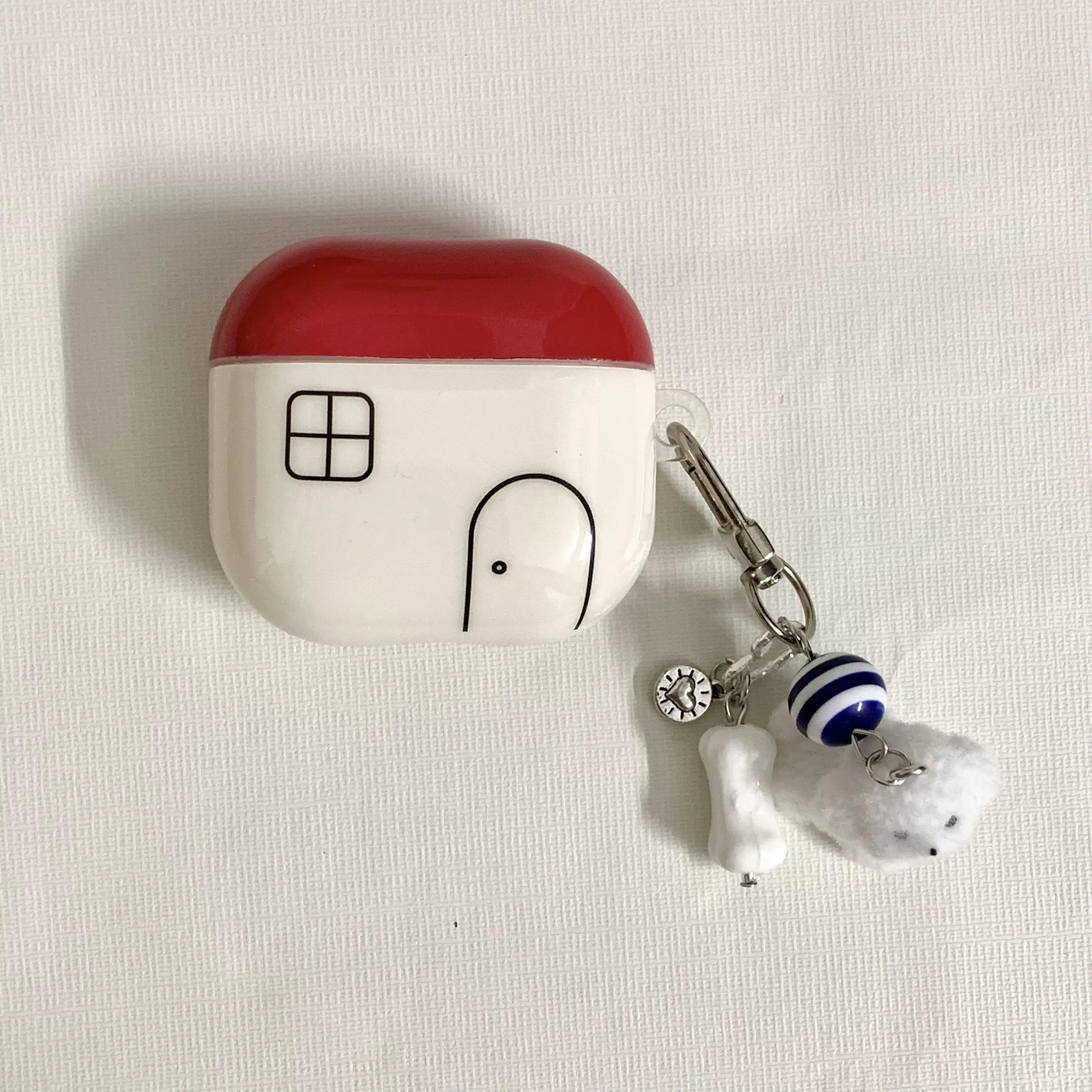 Shockproof Stripes Earphone Case with Pendant - House Pattern, Durable & Dustproof Design