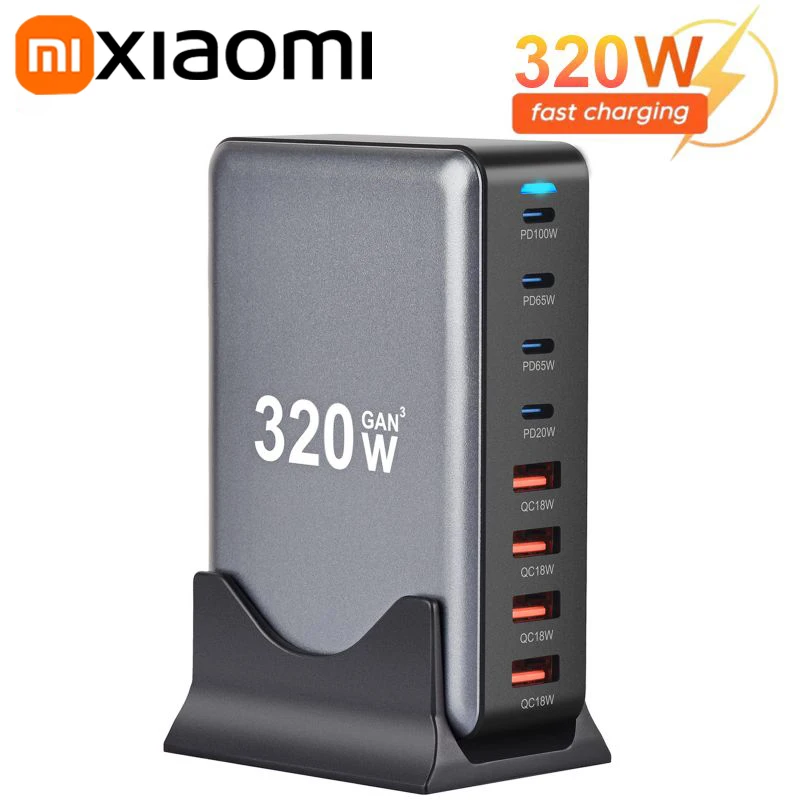 Xiaomi 320W GaN Charger USB Fast Desktop 8-port USB Type-C PD Charger Fast Charge 3.0 USB Type-C Fast Charger For iPhone Samsung - AliExpress 202192403