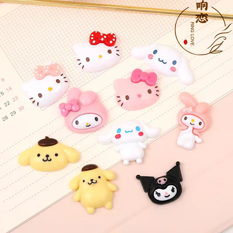 

10Pcs Kawaii Cartoon Sanrio Cinnamoroll Melody Diy Resin Accessories Mobile Phone Case Refrigerator Sticker Key Pendant Toy Gift