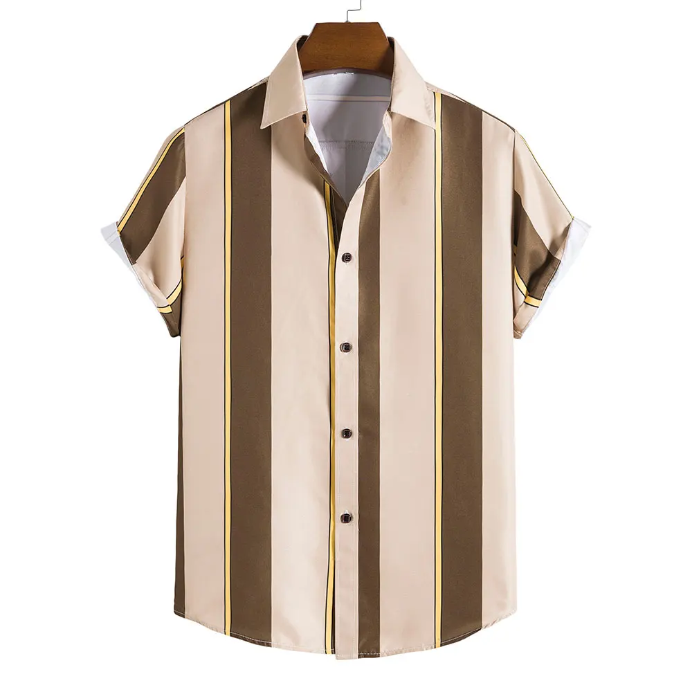 Easytoy Mens Shirts,Men Casual Summer Striped Button Short Sleeve Hawaiian T-Shirt Tops Blouses 