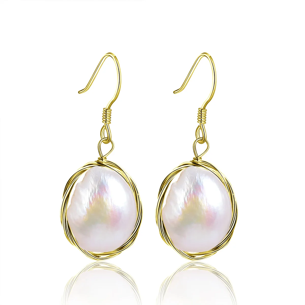 

925 Sterling Silver Baroque Pearl Drop Earrings For Women Girls Fashion Handmade Silver Wire Hook Earrings 2023 New Jewelry Gift