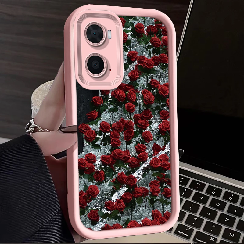 Elegant Rose Flower Silicone Phone Case – Protective Cover with Camera Protection