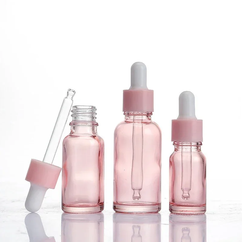 10/20pcs 30ml 화장품 디스펜스 병 30ml 핑크 빈 에센셜 오일 유리 Dropper 에센스 병 피펫 Dropper 병