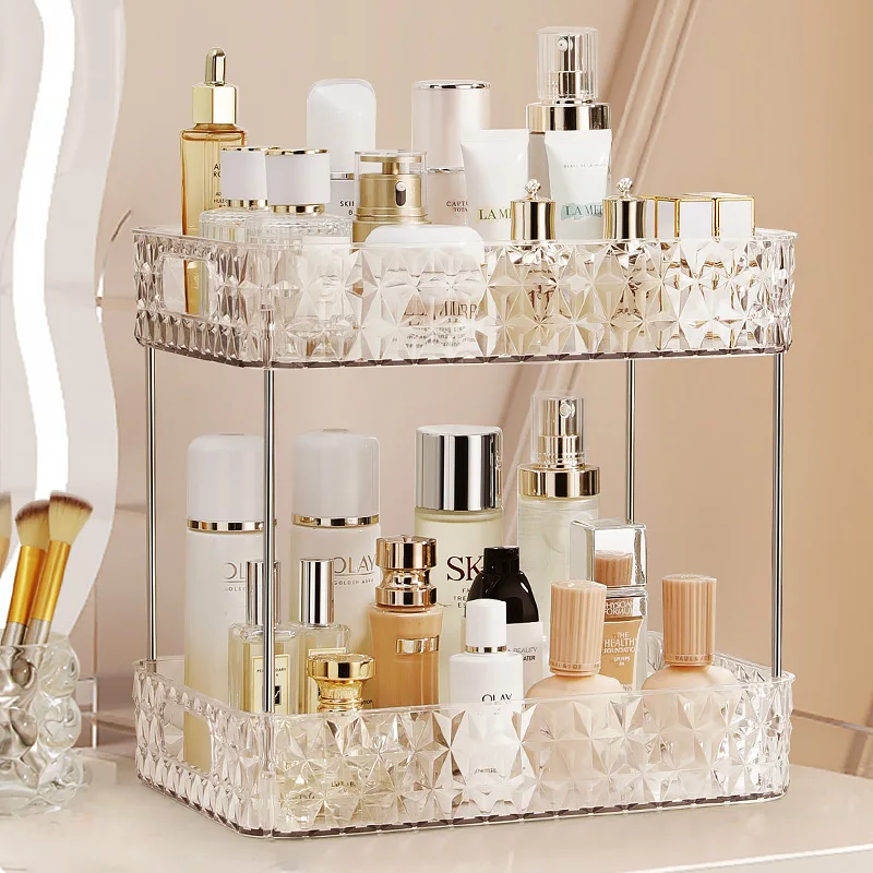 Acrylic Storage Organizer Shelf Of Bathroom Home Kitchen Makeup Skincare Shampoo Lipstick Tabletop Holder Cosmetic Desk Rack 4