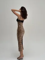 Robes Maxi en dentelle Patchwork pour femmes, mode Streetwear Sexy, bretelles, sans manches, col Slash, fente latérale, longues Robes féminines 3
