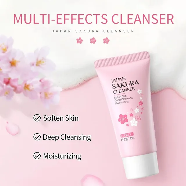 Laikou Sakura Facial Cleanser Deep Cleansing Pores Oil Control Moisturizing Brightening Face Wash Gentle For All Skin Types 50g