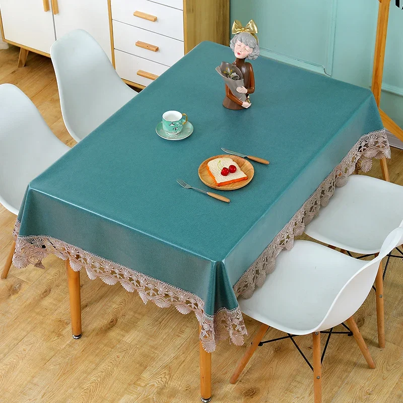 

Lace tablecloth waterproof, anti scalding, and non washing rectangular household tablecloth PVC