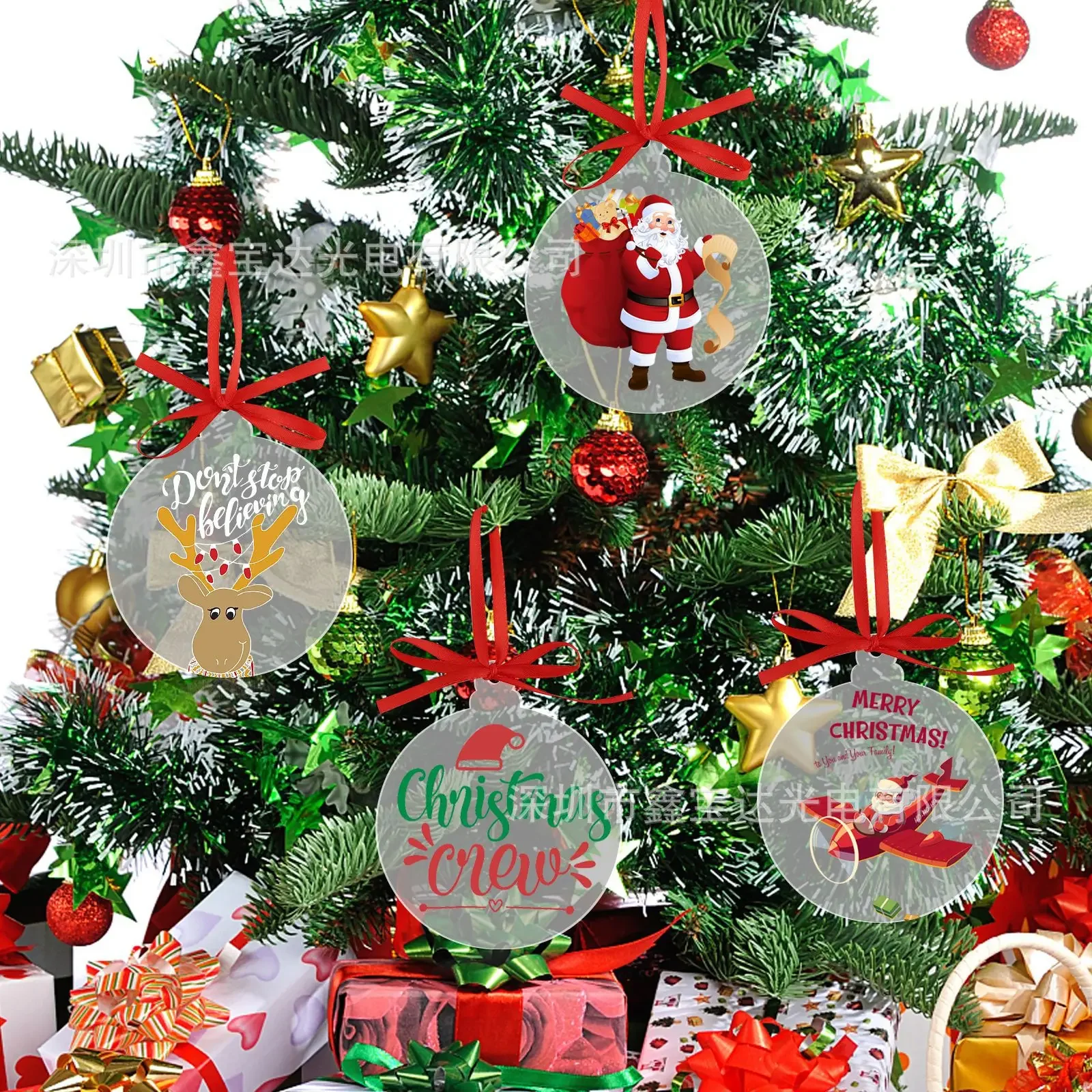 20/10/5pcs Acrylic Discs Christmas Tree Hanging Ornament DIY Blank Circle Xmas New Year Decor for Home Clear Bauble Ball Crafts