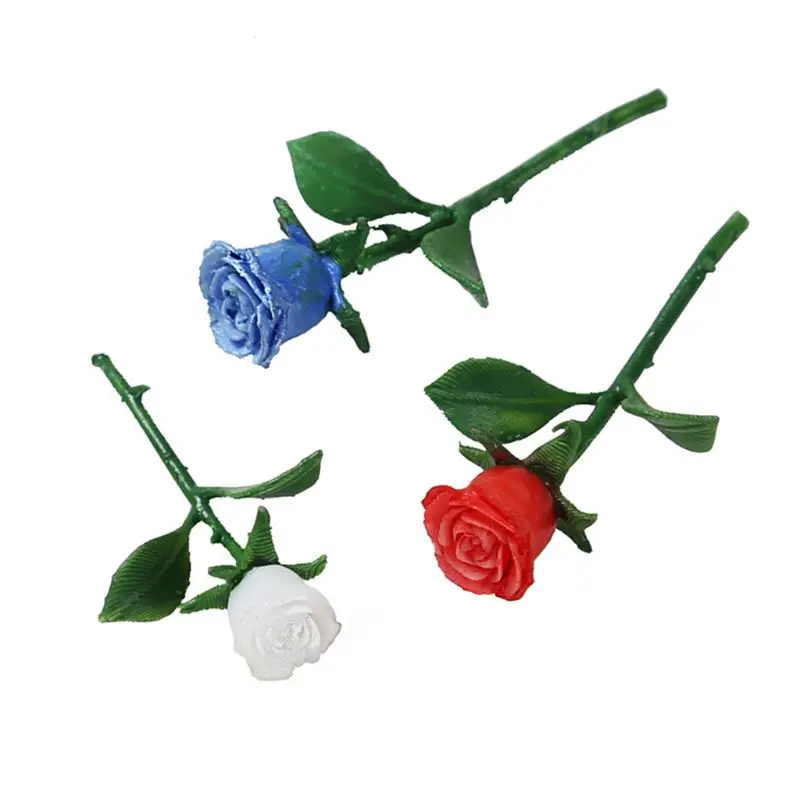 

1Pc/4Pcs 3D Rose Flower Model Artificial Epoxy Flowers Model with Long Stem DIY