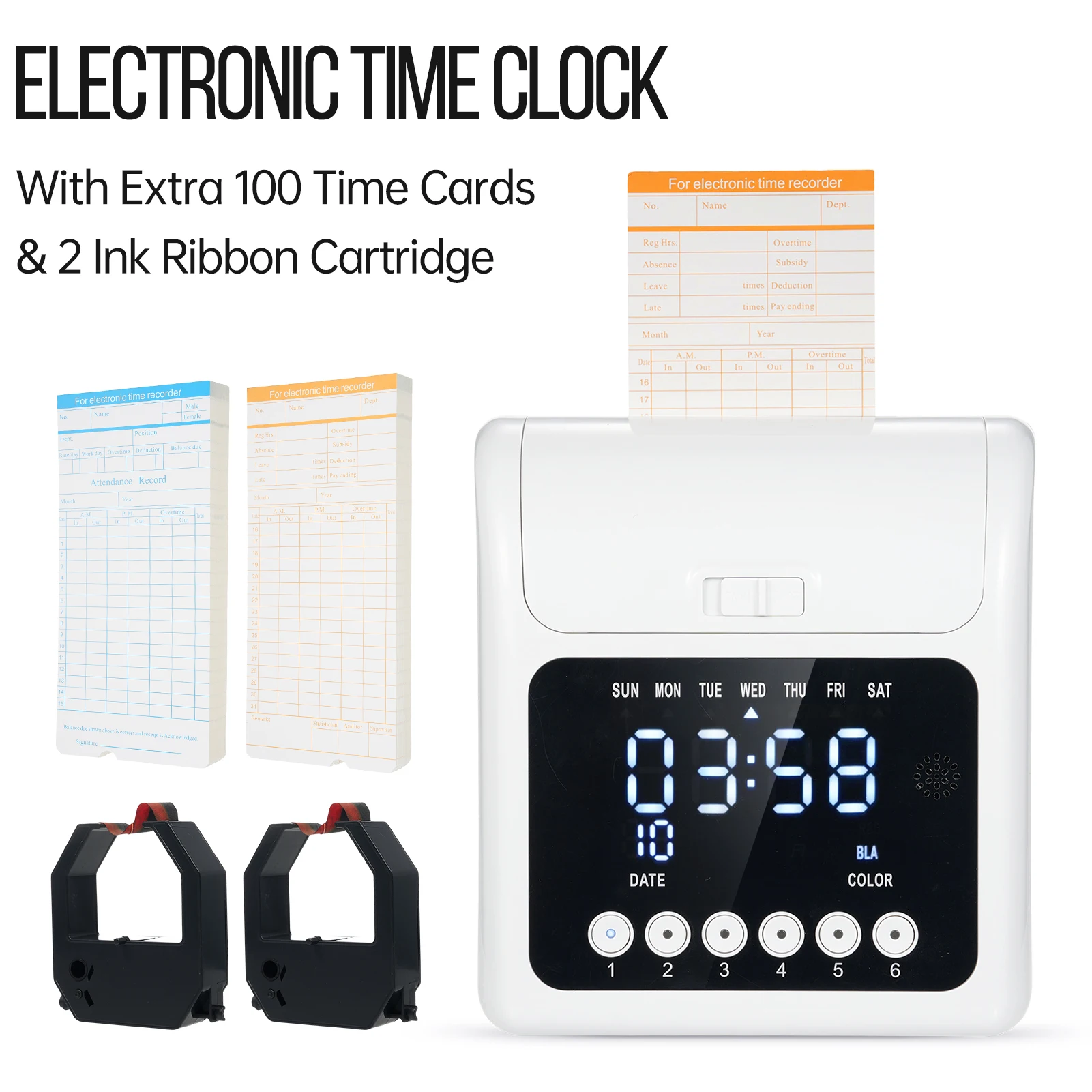 Description Picture 4 of itemElectronic Time Clock Employee Attendance with Extra 100pcs Time Cards 2 Sided Monthly & Weekly Punch Payroll Recorder