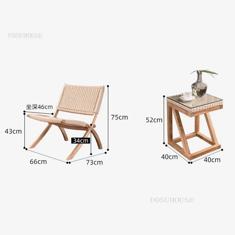 Minimalist Rattan Dining Chairs for Home Furniture Folding Chair Retro Designer Leisure Household Balcony Backrest Chair
