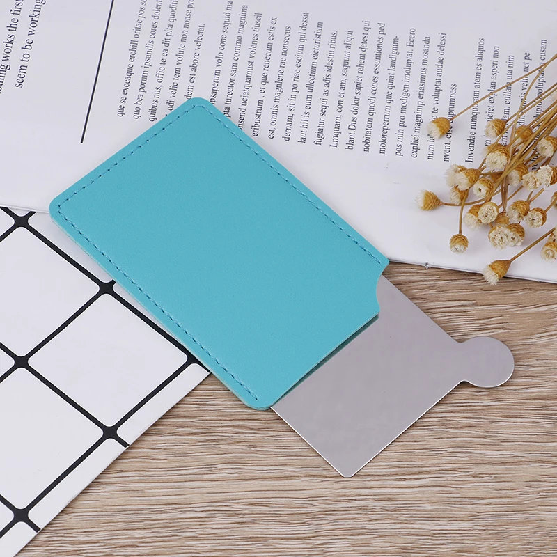 1 x stainless steel mirror with carry sleeve Card Pocket Mirror Makeup Portable Travel Stainless Steel Unbreakable 3