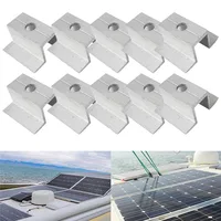 Pince centrale solaire PV adaptée à l'alliage d'aluminium, hauteur du cadre du panneau solaire 25-50mm pour la plupart des Modules de cadre, accessoires 10 pièces/ensemble 2