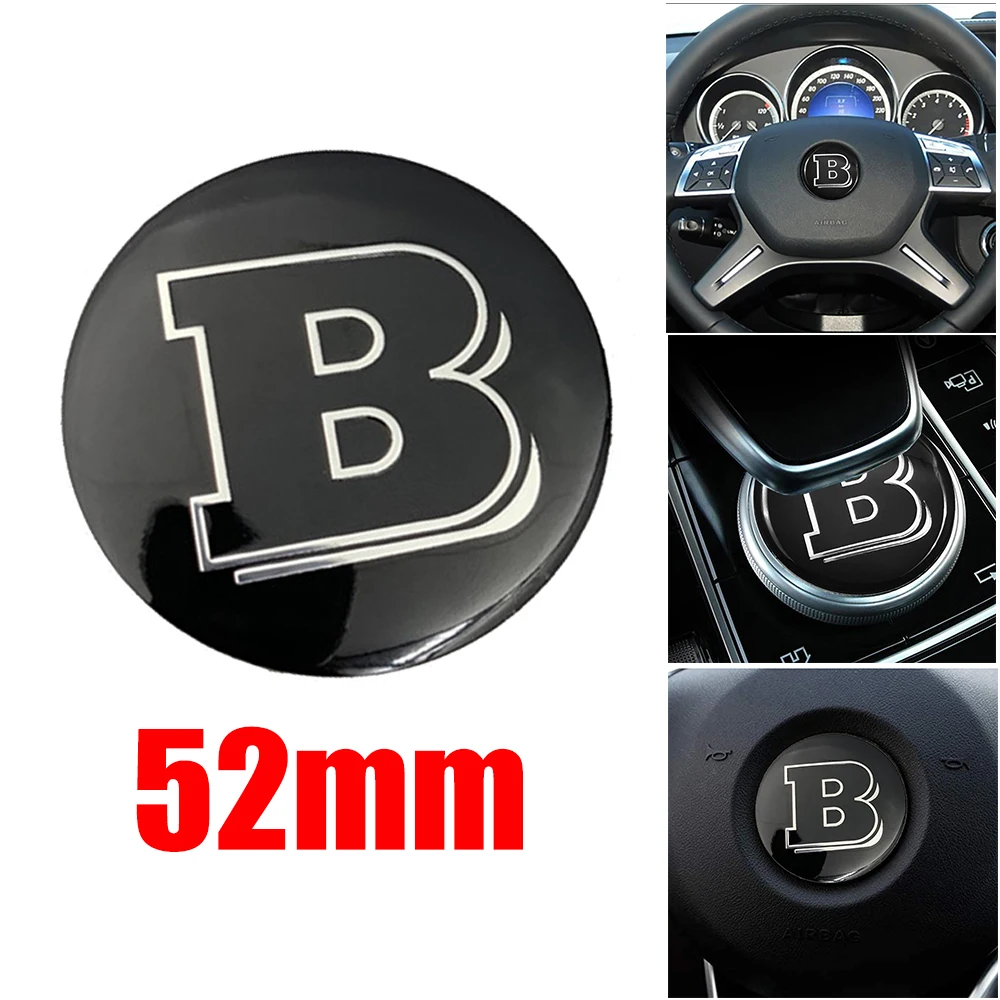 52Mm Nero Volante Centro Emblema Brabus B Logo Car Styling Distintivo Modificato Per Mercedes Benz Amg Lorinser Brabus Carlson