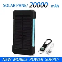 20000mAh External Battery Solar Power Bank LEDSOS Flashlight FAST Charging Portable Waterproof Powerbank for Smart Mobile Phone