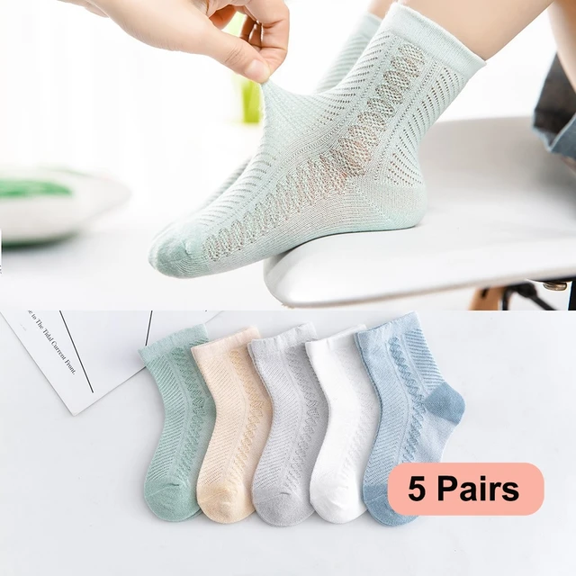 5 paires/lot de chaussettes pour enfants 0-12, chaussettes d'été en coton Jacquard pour bébé filles, maille mignon garçon chaussettes pour enfant en bas âge vêtements accessoires 1